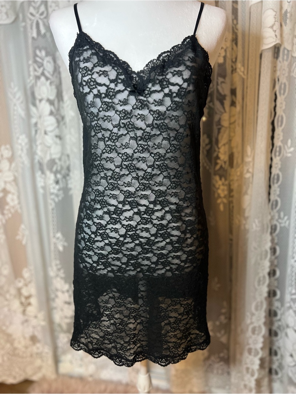 Victoria's Secret Black Lace Chemise Slip Medium